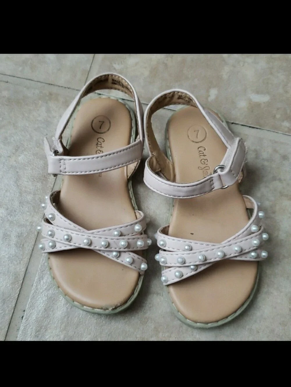 Cat & Jack Girls Pearl Embellished Pale Pink Sandals
